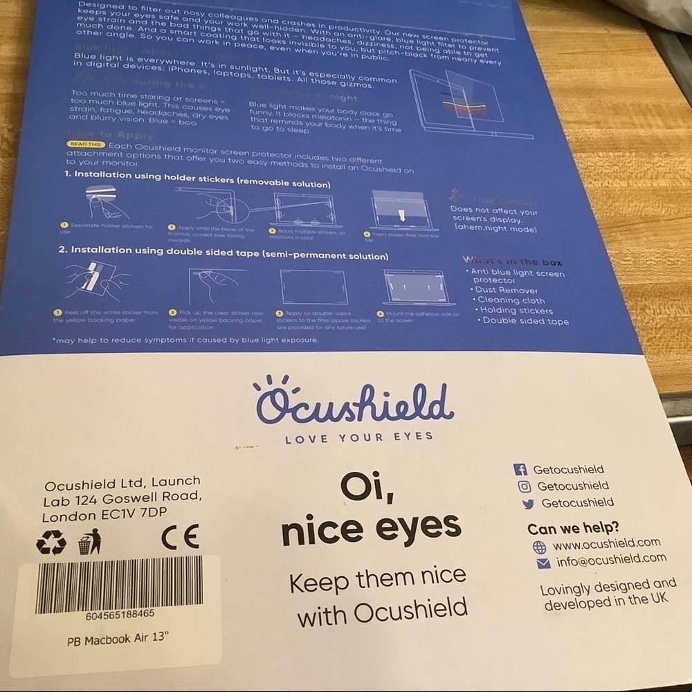 Ocushield Anti Blue Light Screen Protector With Privacy Filter For MacBook Air13 - Picture 8 of 8